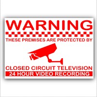 6 x 24hr Monitoring CCTV Video Recording Camera Security Warning Stickers-Self Adhesive Vinyl Sign 